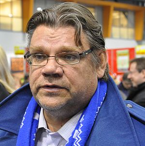 Chairman of the True Finns party Timo Soini at...